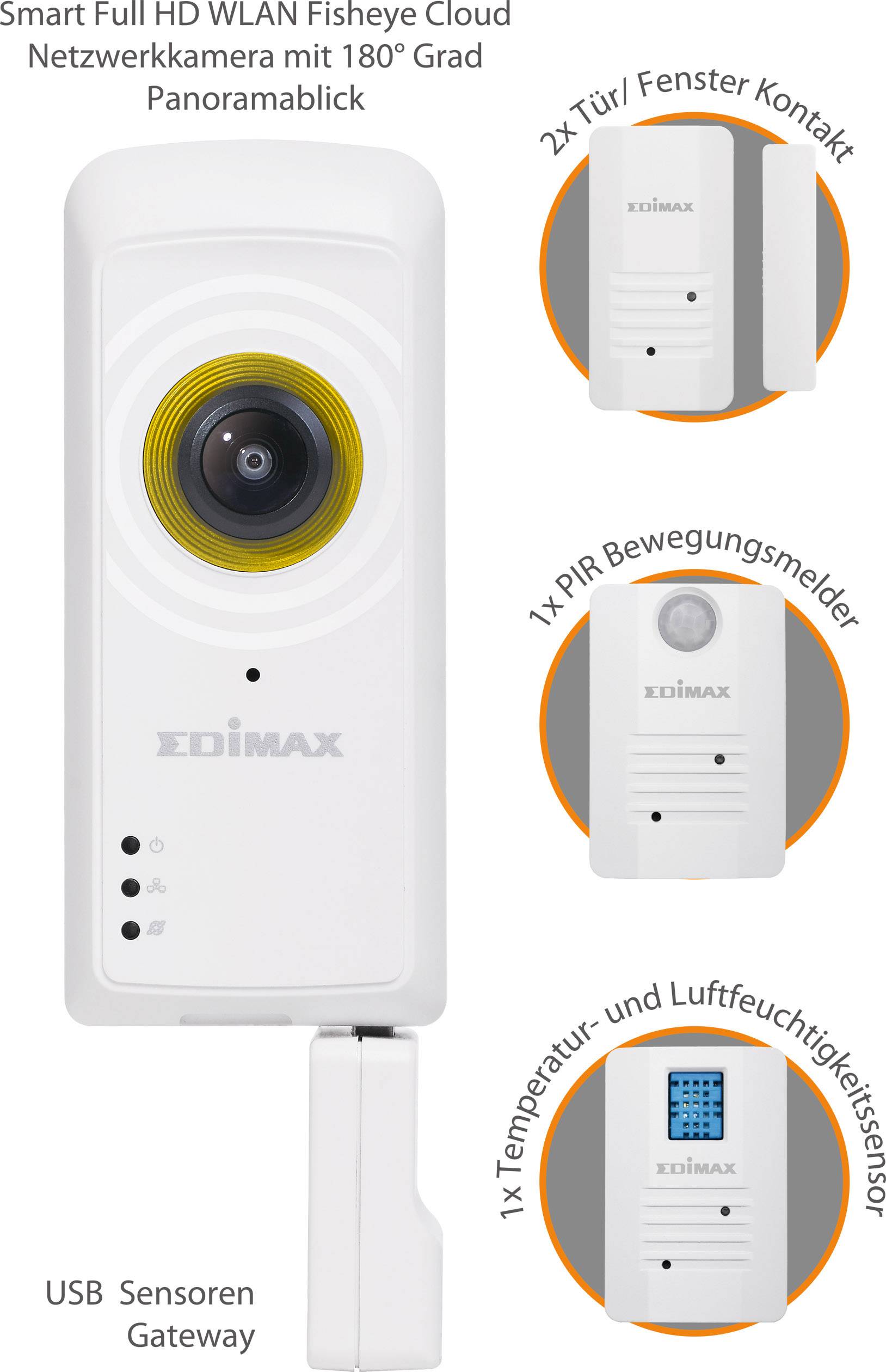 EDIMAX Visible IC-5170SC LAN, WLAN IP  Überwachungskamera-Set  1920 x 1080 Pixel