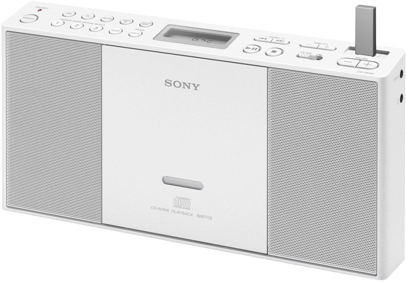 Sony ZSPE60 UKW CDRadio AUX, CD, MW, UKW, USB Weiß, A011 voelkner
