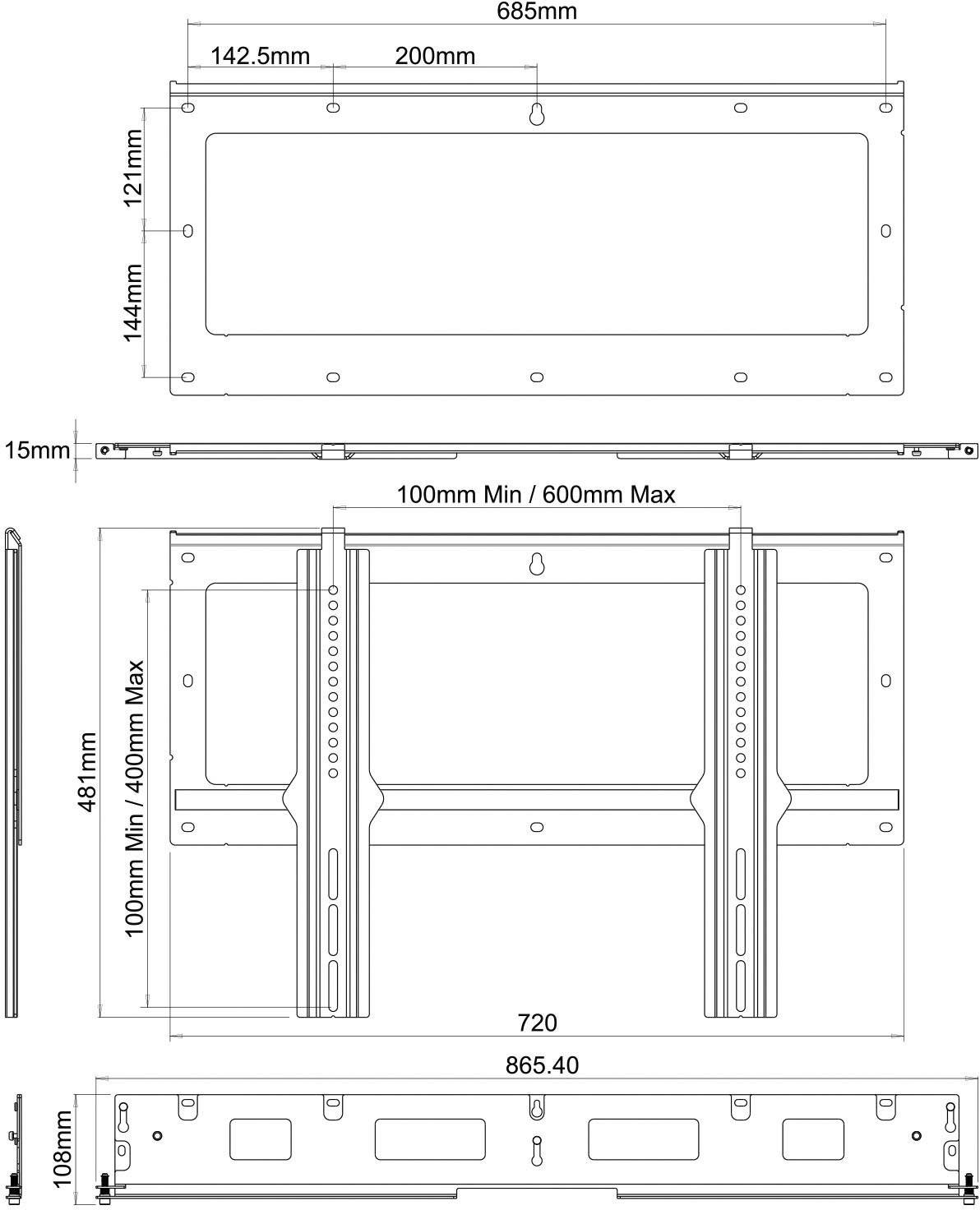 Flexson FLXPBFW1021 TV-Wandhalterung inkl. SONOS Playbar Halterung 94,0 cm (37") - 139,7 cm (55") Starr
