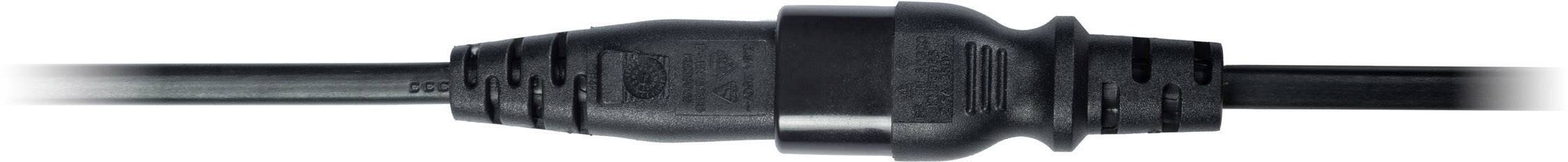 Flexson Strom Verlängerungskabel [1x Kleingeräte-Stecker C8 - 1x Kleingeräte-Buchse C7] 1.00 m Schwarz