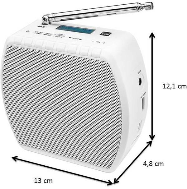 Dual STR 100 Steckdosenradio DAB+, UKW Bluetooth®, AUX Akku-Ladefunktion, wiederaufladbar Weiß