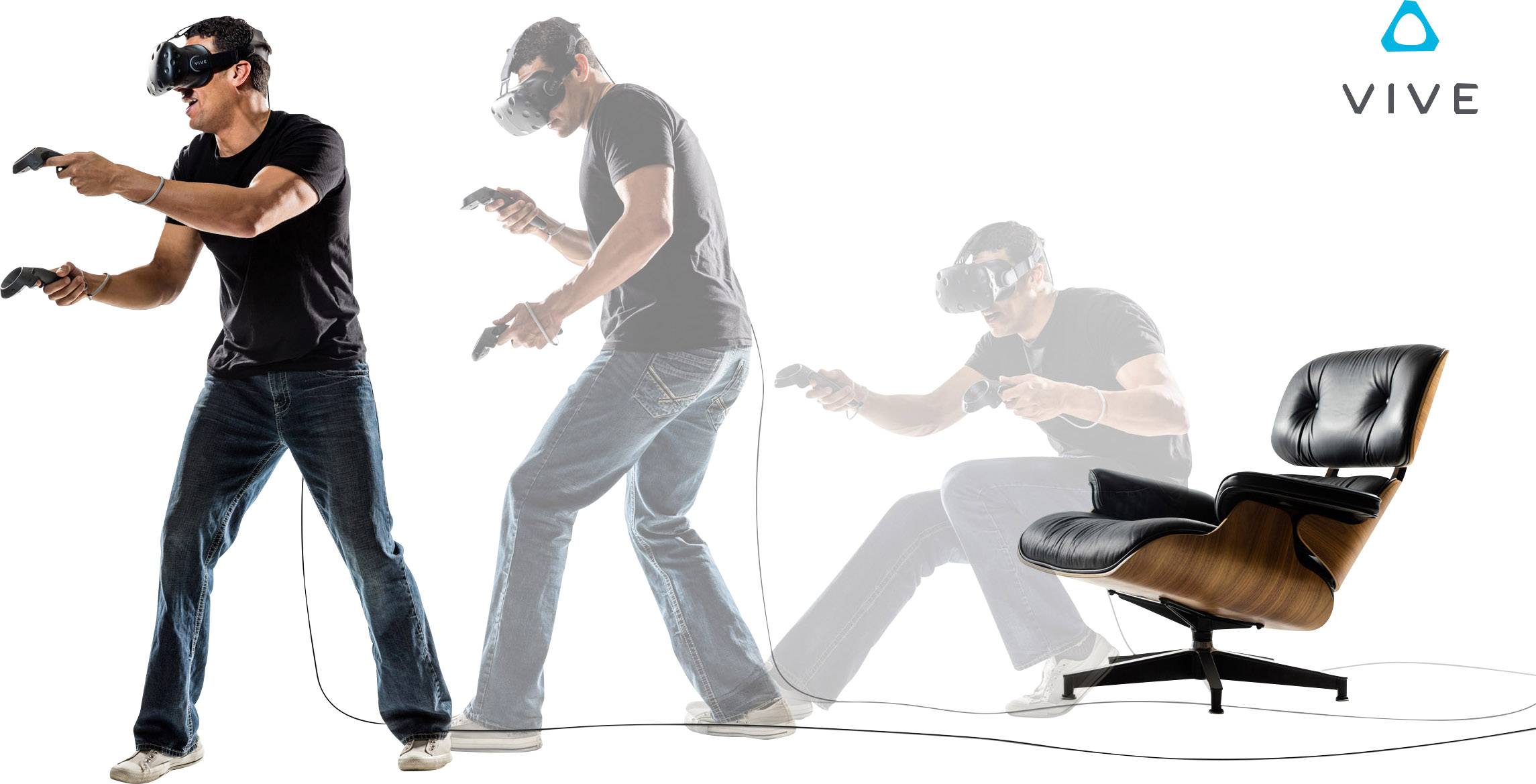 HTC Vive Virtual Reality Brille Schwarz inkl. Bewegungssensoren, inkl. Controller