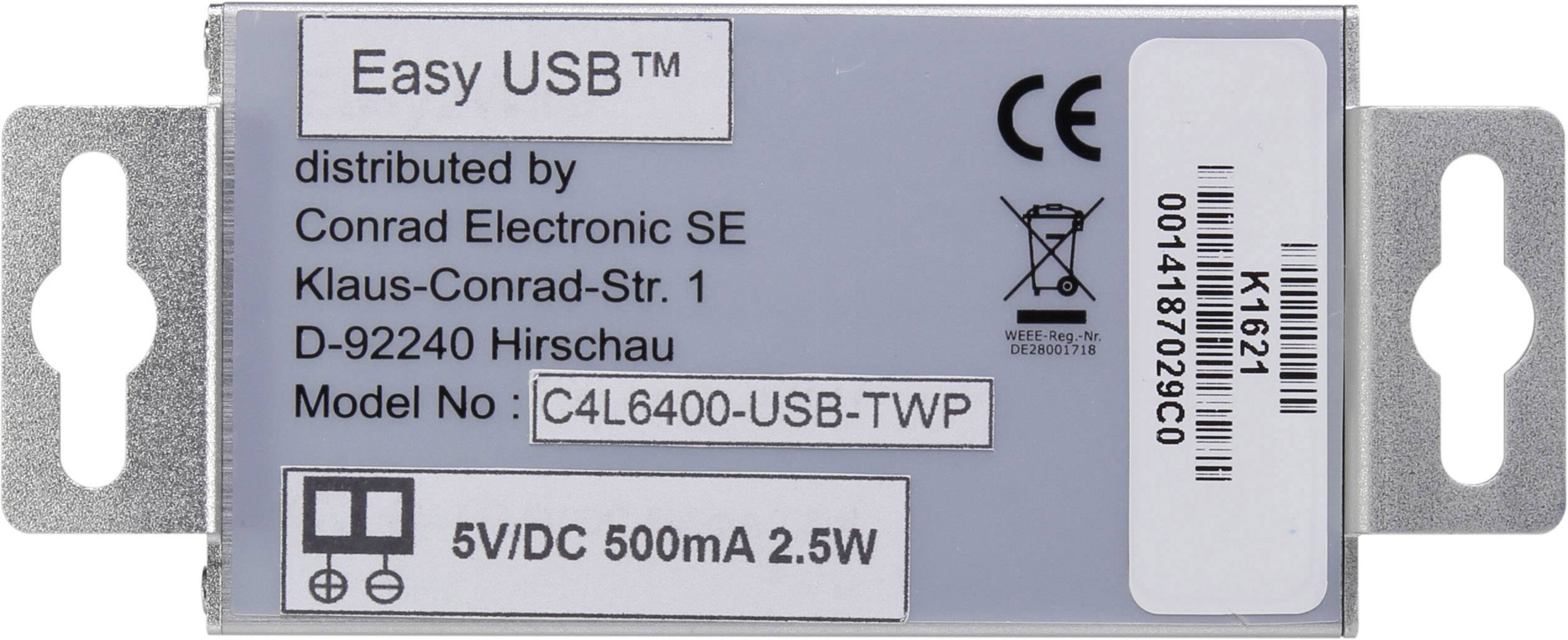 Renkforce Einzel-Adapter USB Extender (Verlängerung) über Netzwerkkabel RJ45 C4L6400-USB-TWP 600m