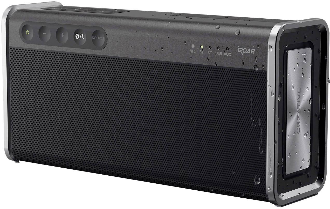 Creative iRoar Go Bluetooth® Lautsprecher SD, NFC, spritzwassergeschützt, USB Schwarz