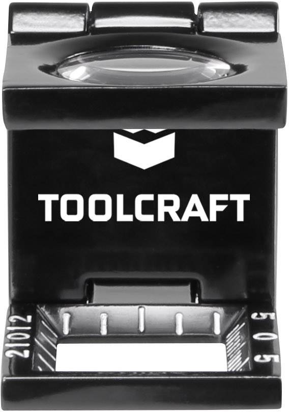 'Toolcraft' Lupe mit schwarzem Gehäuse und Messskala. Ideal für präzise Arbeiten.