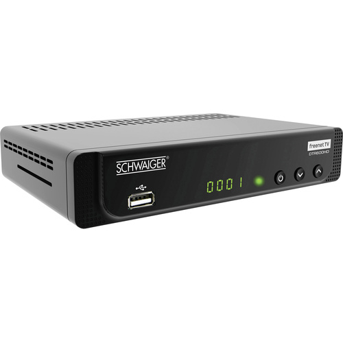 Schwaiger DTR600HD DVB-T2 Receiver freenet TV Entschlüsselung 3 Monate gratis, Deutscher DVB-T2 Standard (H.265), Front-USB