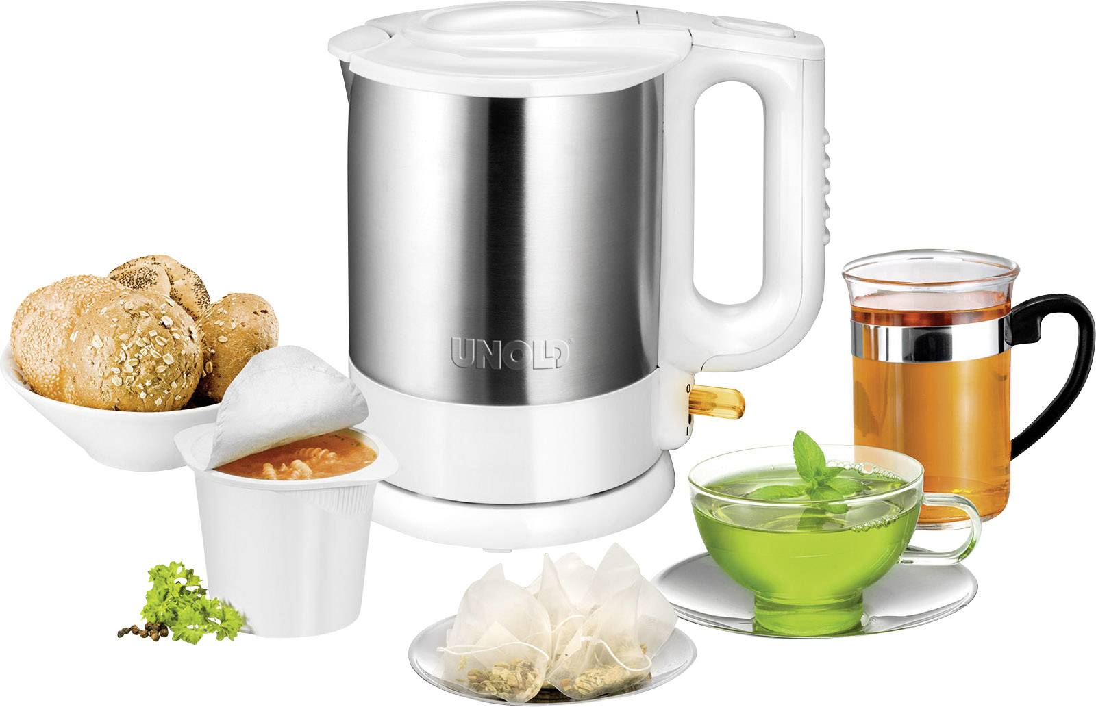 Unold Wasserkocher Edelstahl, Weiß Fassungsvermögen: 1.5 l