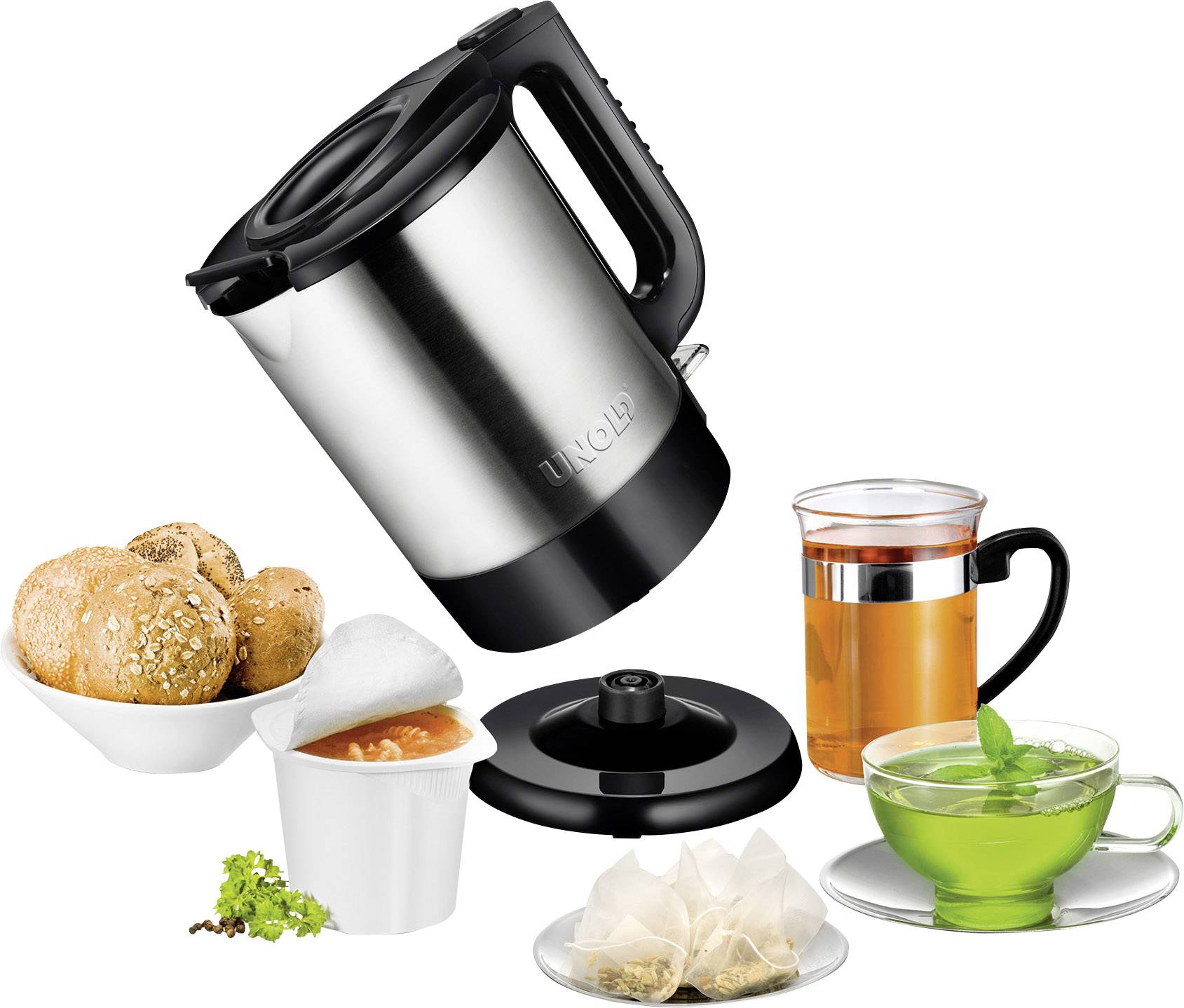 Unold Wasserkocher Edelstahl, Schwarz Fassungsvermögen: 1.5 l