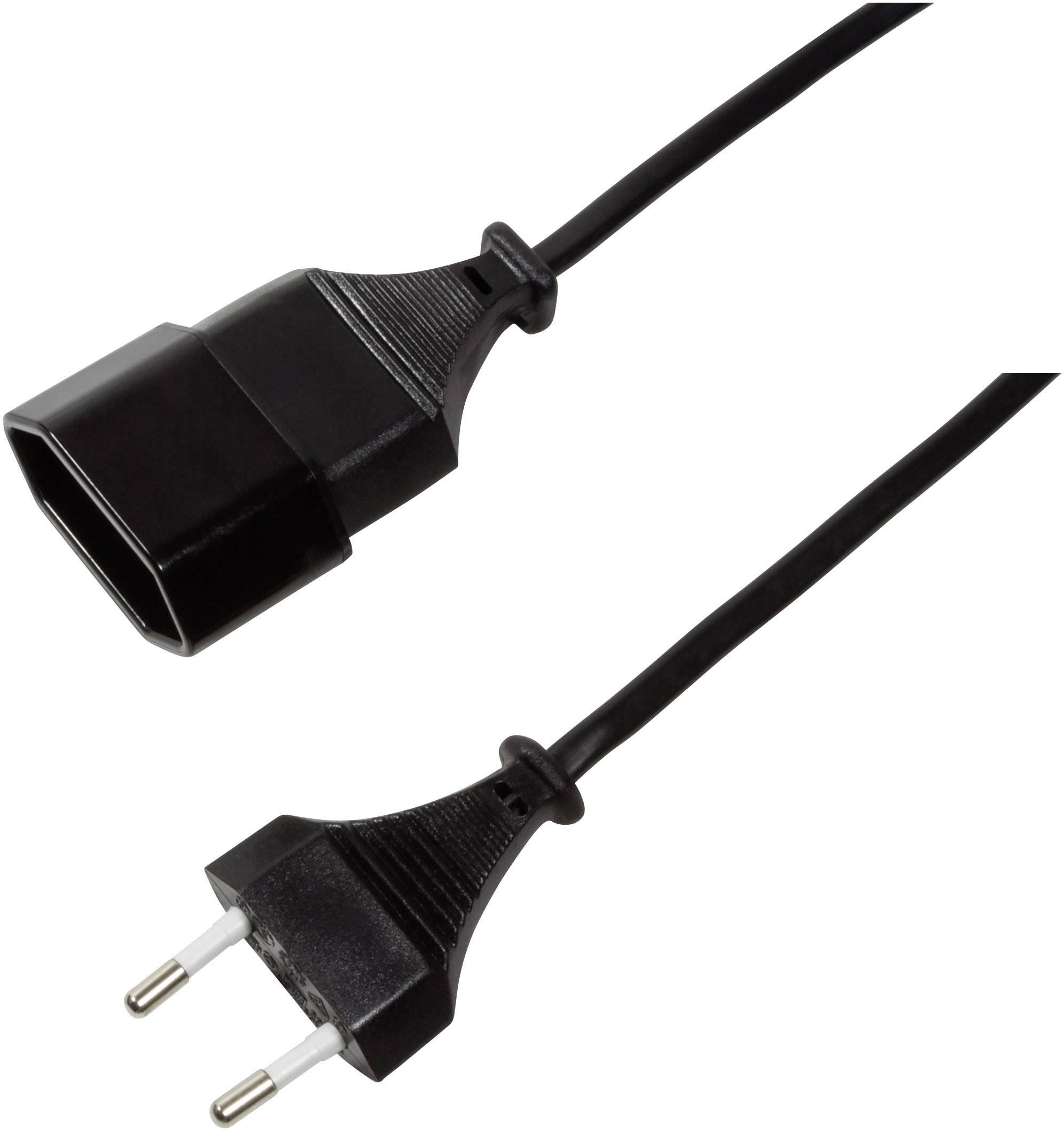 LogiLink Strom Verlängerungskabel [1x Euro-Stecker - 1x Euro-Kupplung] 1.00 m Schwarz
