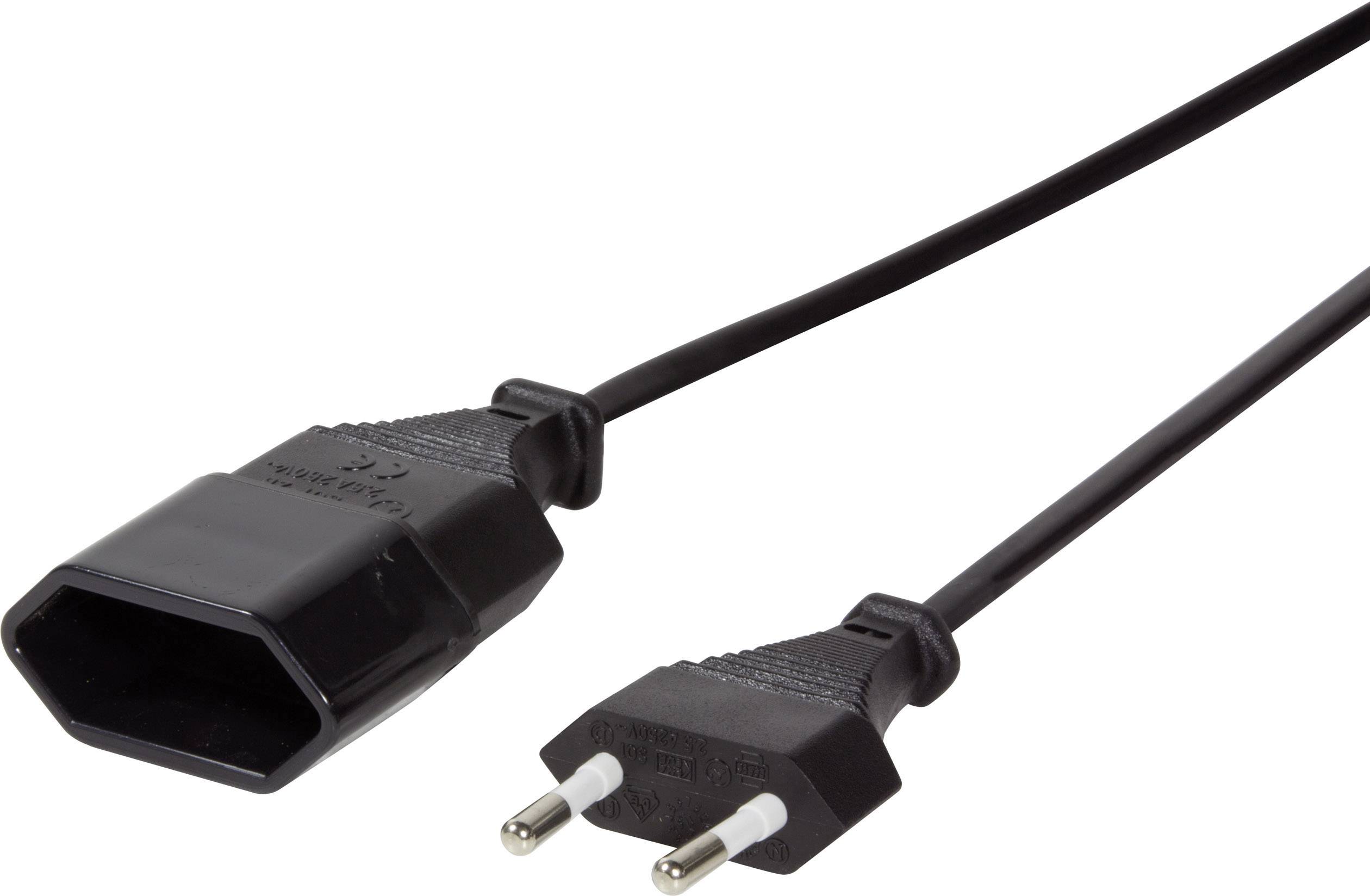 LogiLink Netzkabelverlängerung, Eurostecker auf -buchse, 2m, schwarz