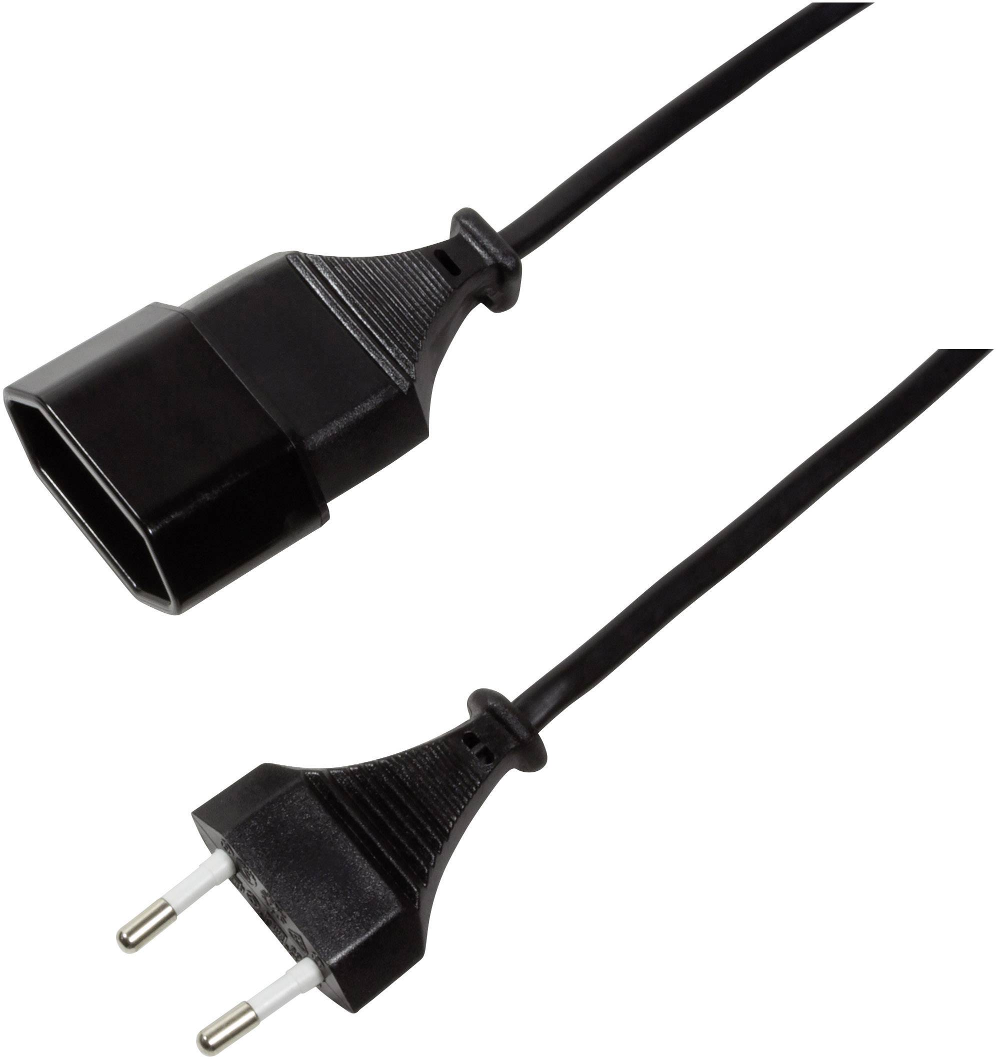 LogiLink Strom Verlängerungskabel [1x Euro-Stecker - 1x Euro-Kupplung] 2.00 m Schwarz