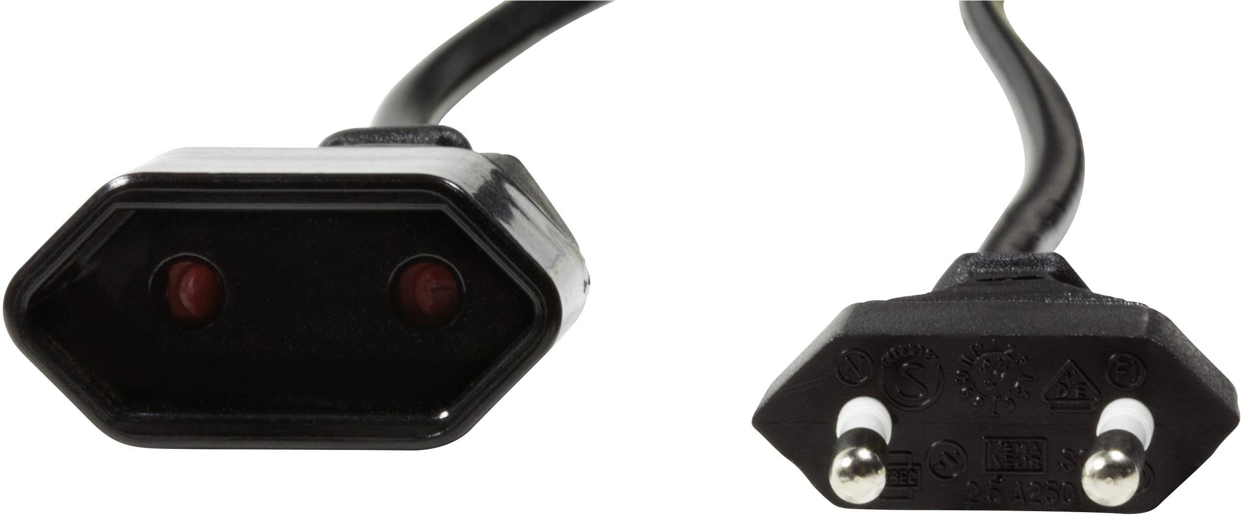 LogiLink Netzkabelverlängerung, Eurostecker auf -buchse, 2m, schwarz