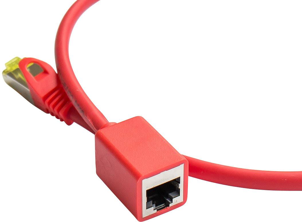 Good Connections® RNS® Patchkabelverlängerung mit Rastnasenschutz, Cat. 6, S/FTP, PiMF, PVC, 250MHz, OFC, CU, rot, 2m
