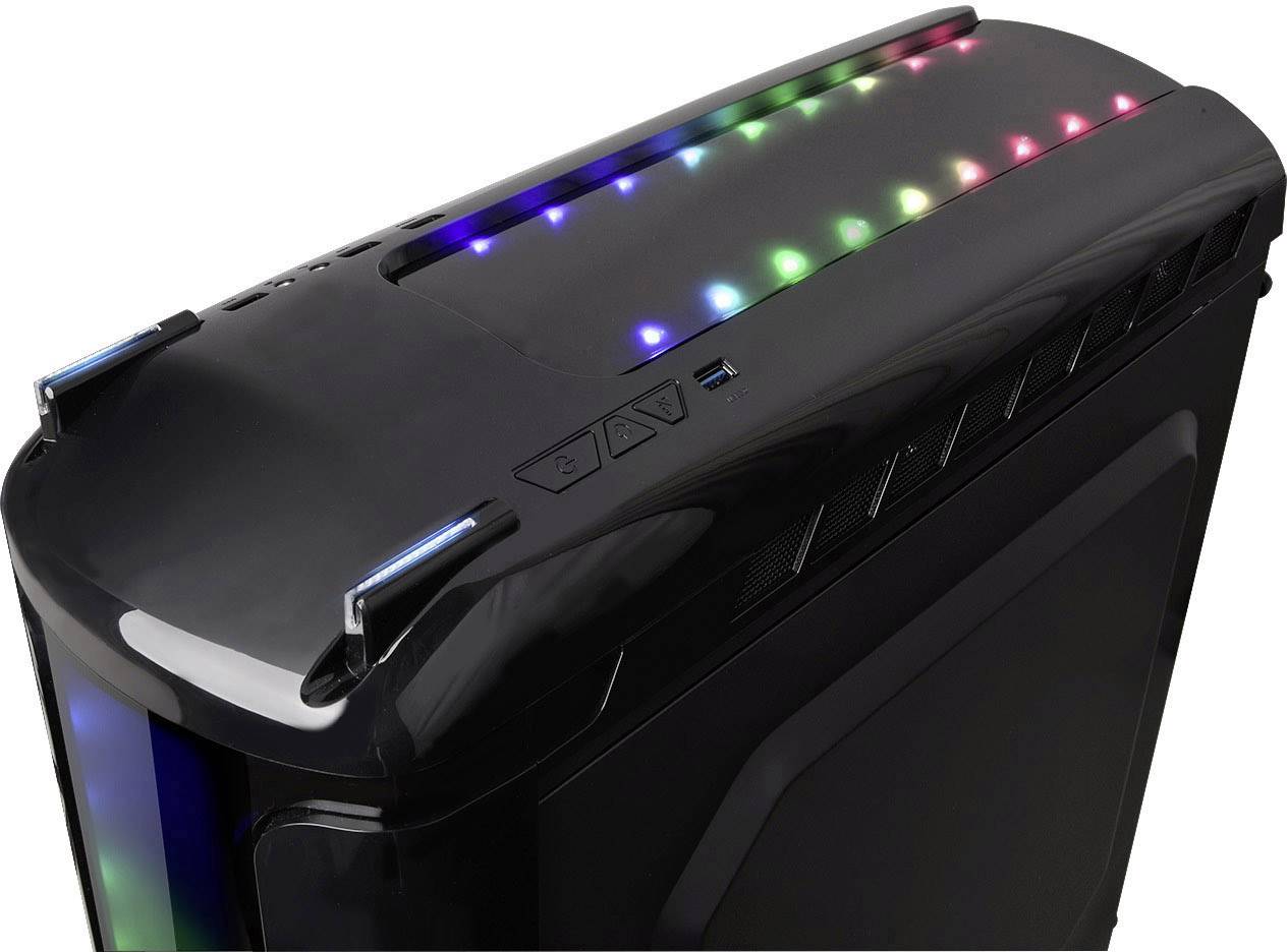 Thermaltake Versa C22 RGB Midi-Tower PC-Gehäuse Schwarz 1 vorinstallierter Lüfter, Integrierte Beleuchtung, Seitenfenster