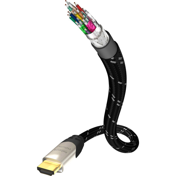 Inakustik HDMI Anschlusskabel HDMI-A Stecker, HDMI-A Stecker 1.50 m Schwarz, Silber 0062443015 vergoldete Steckkontakte, Ultra HD (4k) HDMI, Audio