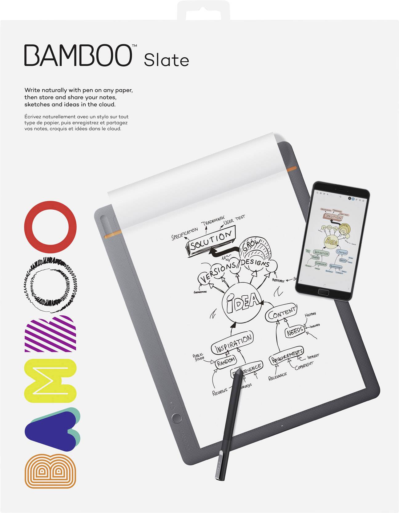 Wacom Bamboo Slate Large Elektronisches Notizbuch Live-Übertragung Grau