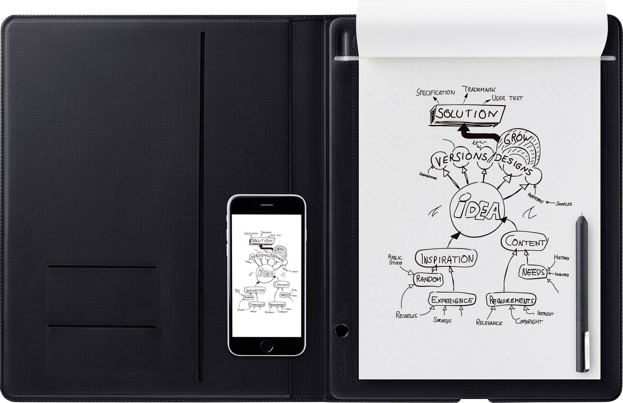 Wacom Bamboo Folio Large Elektronisches Notizbuch Live-Übertragung Grau