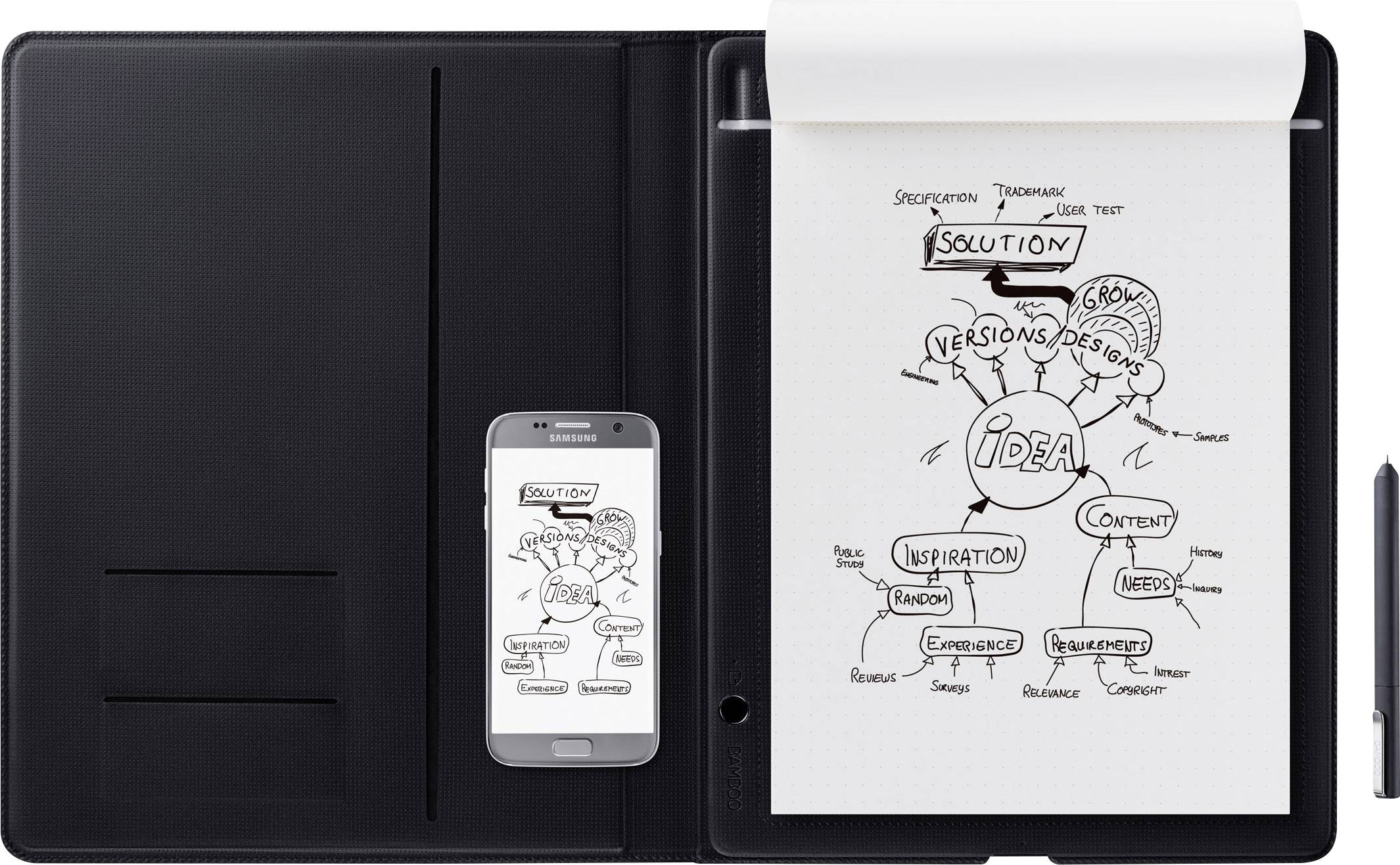 Wacom Bamboo Folio Large Elektronisches Notizbuch Live-Übertragung Grau