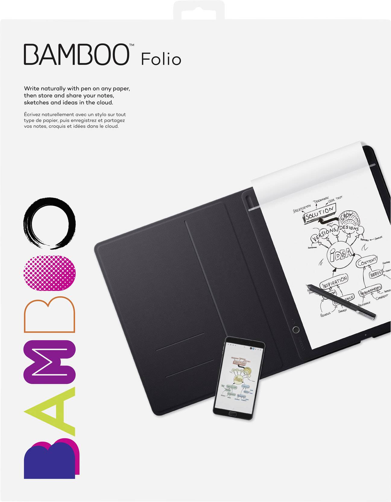Wacom Bamboo Folio Large Elektronisches Notizbuch Live-Übertragung Grau
