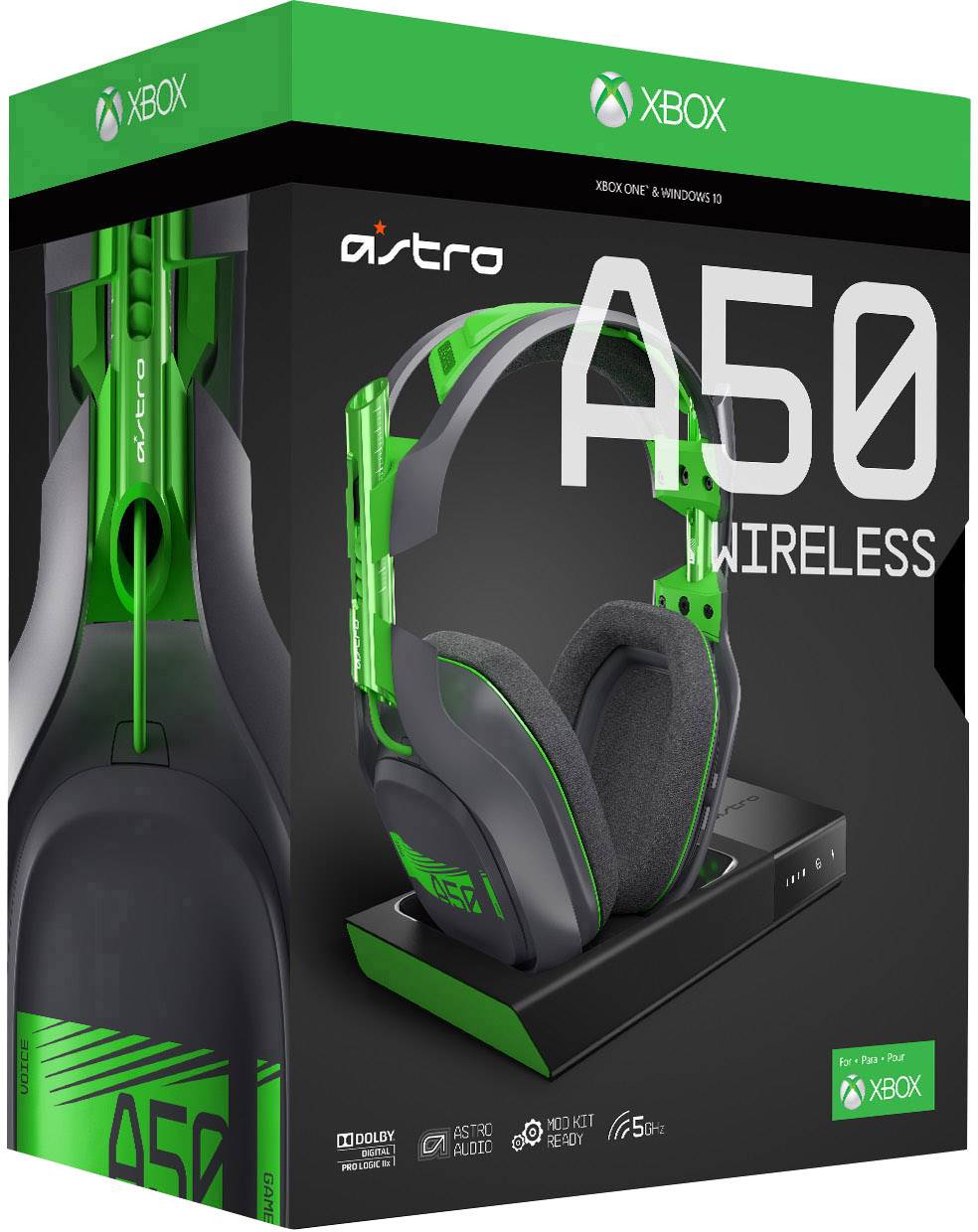 Astro A50 Over Ear Headset kabelgebunden Virtual Surround Schwarz, Grün Mikrofon-Rauschunterdrückung, Noise Cancelling Lautstärkeregelung, Mikrofo