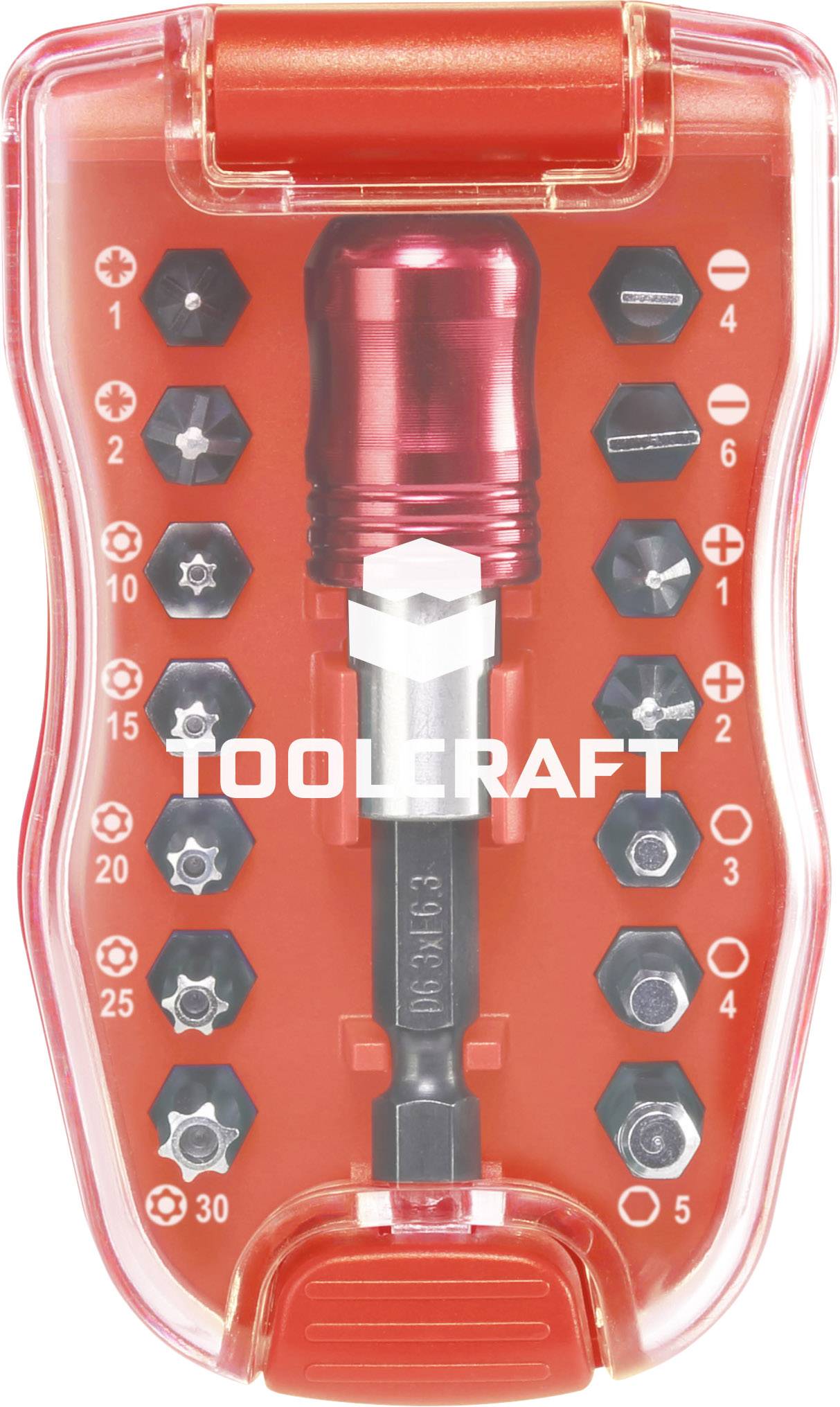 TOOLCRAFT TO-6623460 Bit-Set 15teilig Kreuzschlitz Phillips, Kreuzschlitz Pozidriv, Innen-Sechskant, Innen-Sechsrund (TX)