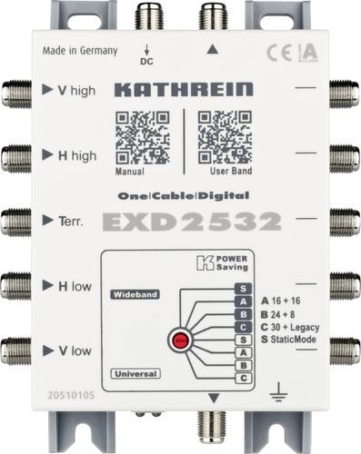 Kathrein EXD 2532 SAT Multischalter Unicable Eingänge (Multischalter): 5 (4 SAT/1 terrestrisch) Tei