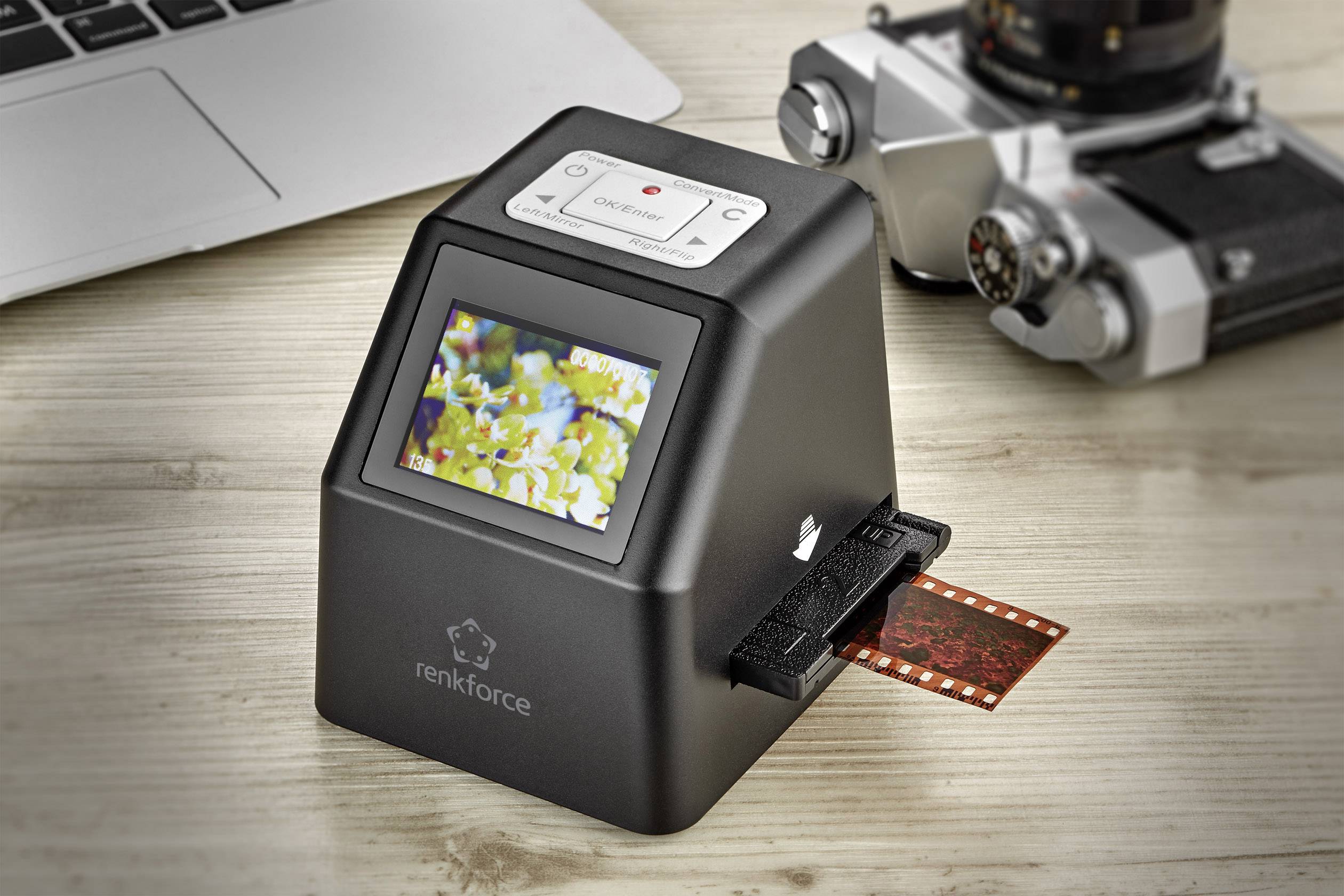Renkforce DS100-5M Diascanner, Negativscanner Digitalisierung ohne PC, Display, Speicherkarten-Steckplatz, TV-Ausgang