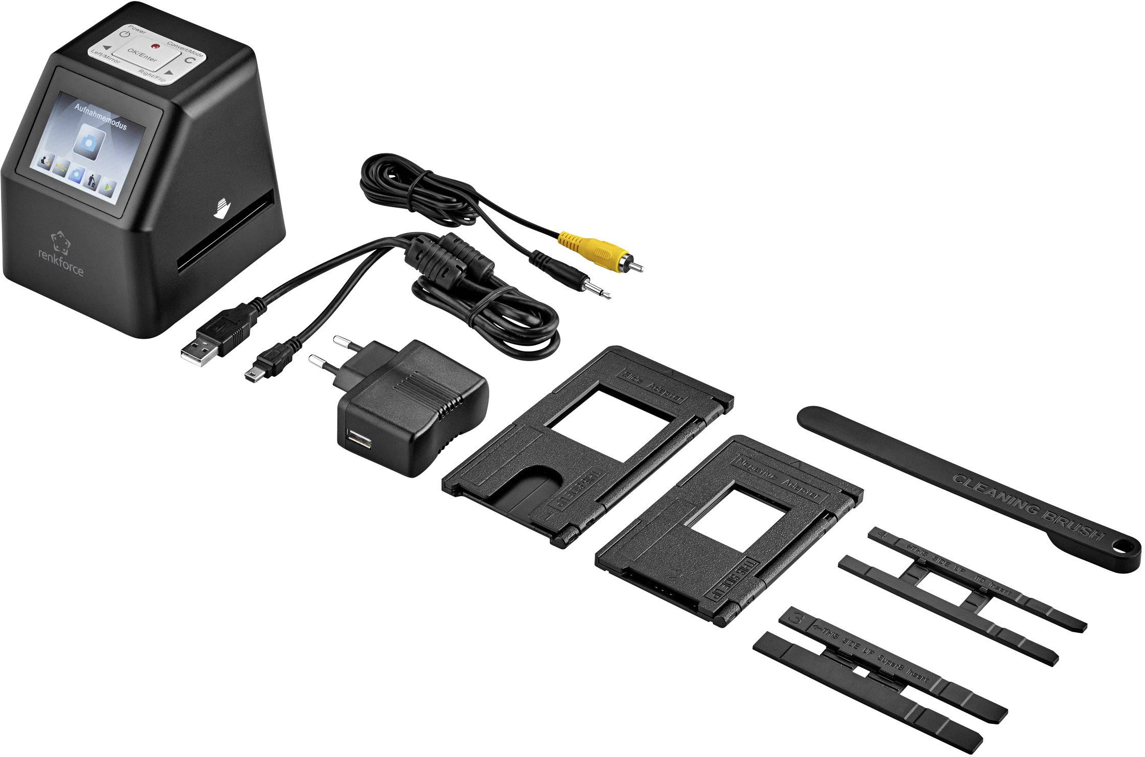 Renkforce DS100-5M Diascanner, Negativscanner Digitalisierung ohne PC, Display, Speicherkarten-Steckplatz, TV-Ausgang