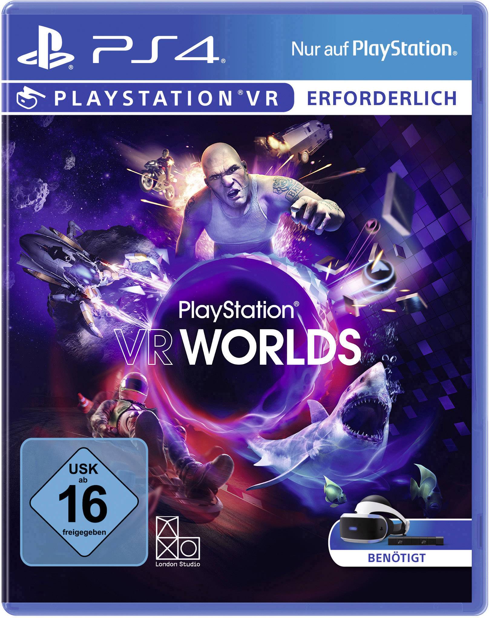 Sony PS4 VR INKL. CAMERA & VR-WORLD Schwarz, Weiß Virtual Reality Brille mit integriertem Soundsystem