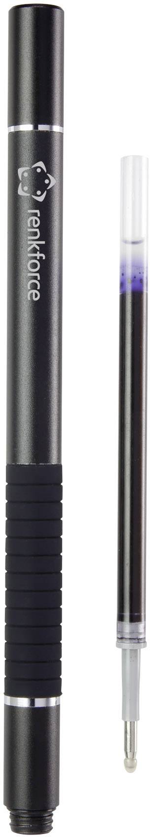 Renkforce Touchpen RF-STYLUS-2IN1PEN-FCLIP Metallgeflecht-Spitze mit Kugelschreiber, mit präziser Schreibspitze Schwarz