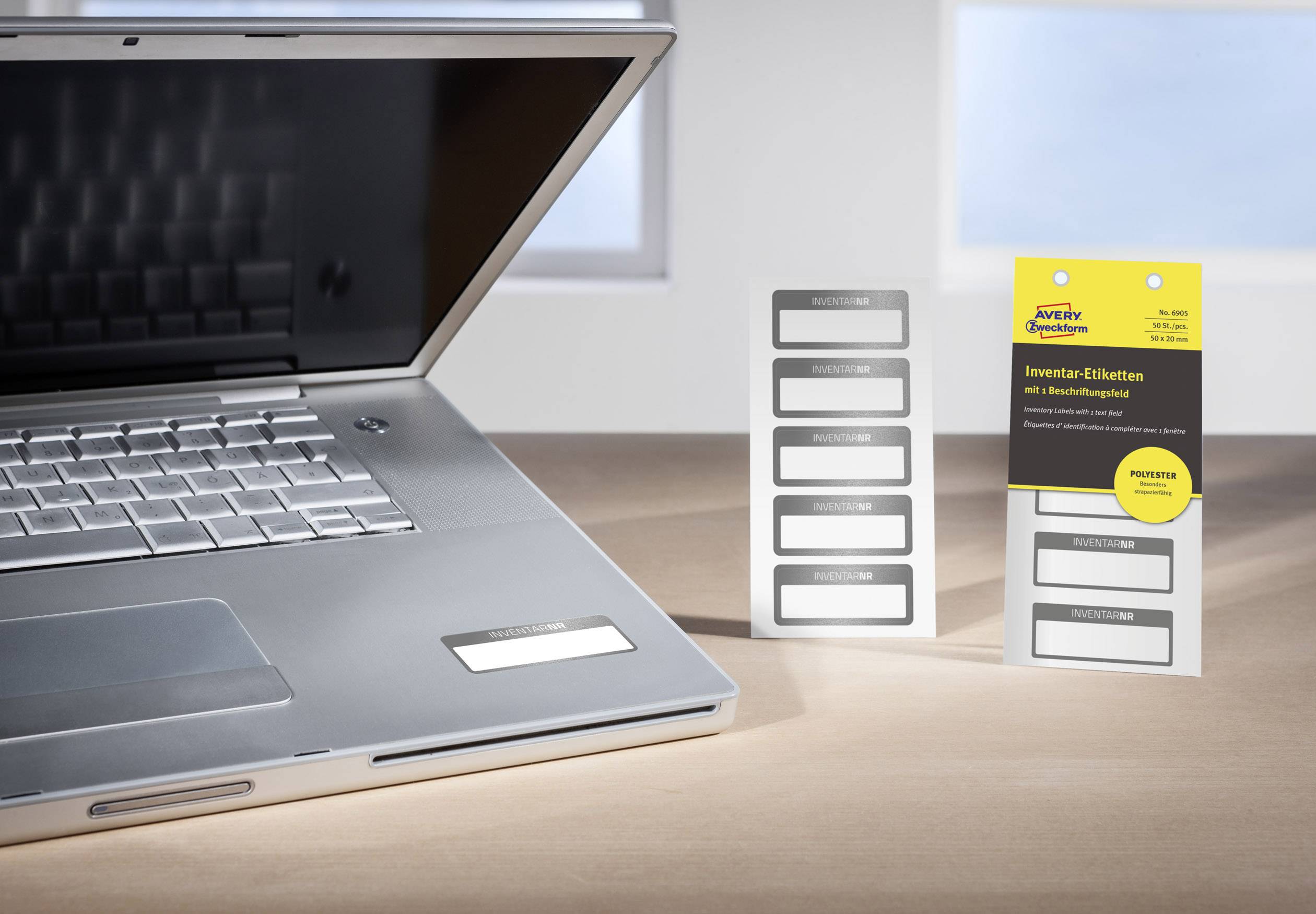 Avery-Zweckform 6905 50 x 20 mm Polyester-Folie Weiß, Schwarz 50 St. Permanent haftend Inventar-Etiketten