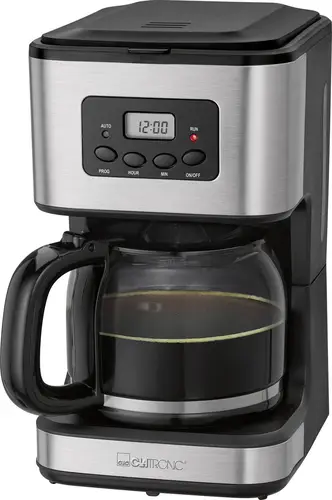 Clatronic Siebträgermaschine ES 3643 Schwarz, Edelstahl 850W mit Tassenwärmer, mit