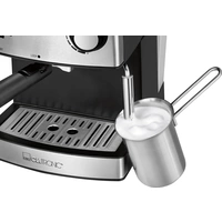 Clatronic Siebträgermaschine ES 3643 Schwarz, Edelstahl 850W mit Tassenwärmer, mit Clatronic Siebträgermaschine ES 3643 Schwarz, Edelstahl 850W mit Tassenwärmer, mit