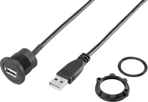 TRU Components USB-19-BK USB A Einbaubuchse 2.0 Buchse, Einbau Inhalt: 1 St.