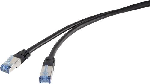RJ45 Netzwerkkabel, Patchkabel CAT 6a S/FTP 1.00m Schwarz öl- und abriebfest, Flammwidrig