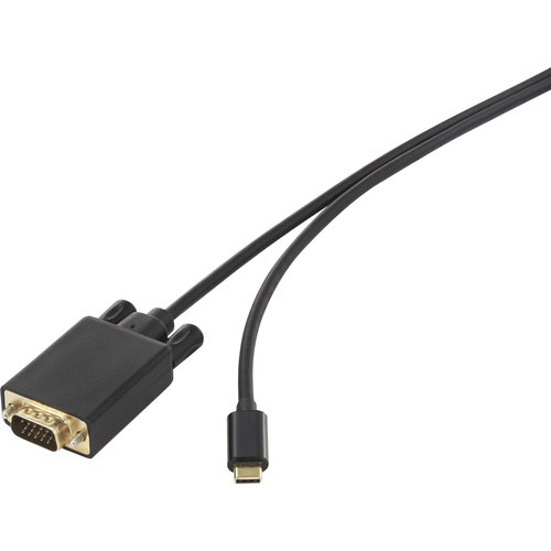 Renkforce USB-C® / VGA Adapterkabel USB-C® Stecker, VGA 15pol. Stecker 3.00m Schwarz RF-3385692 USB-C®-Displaykabel
