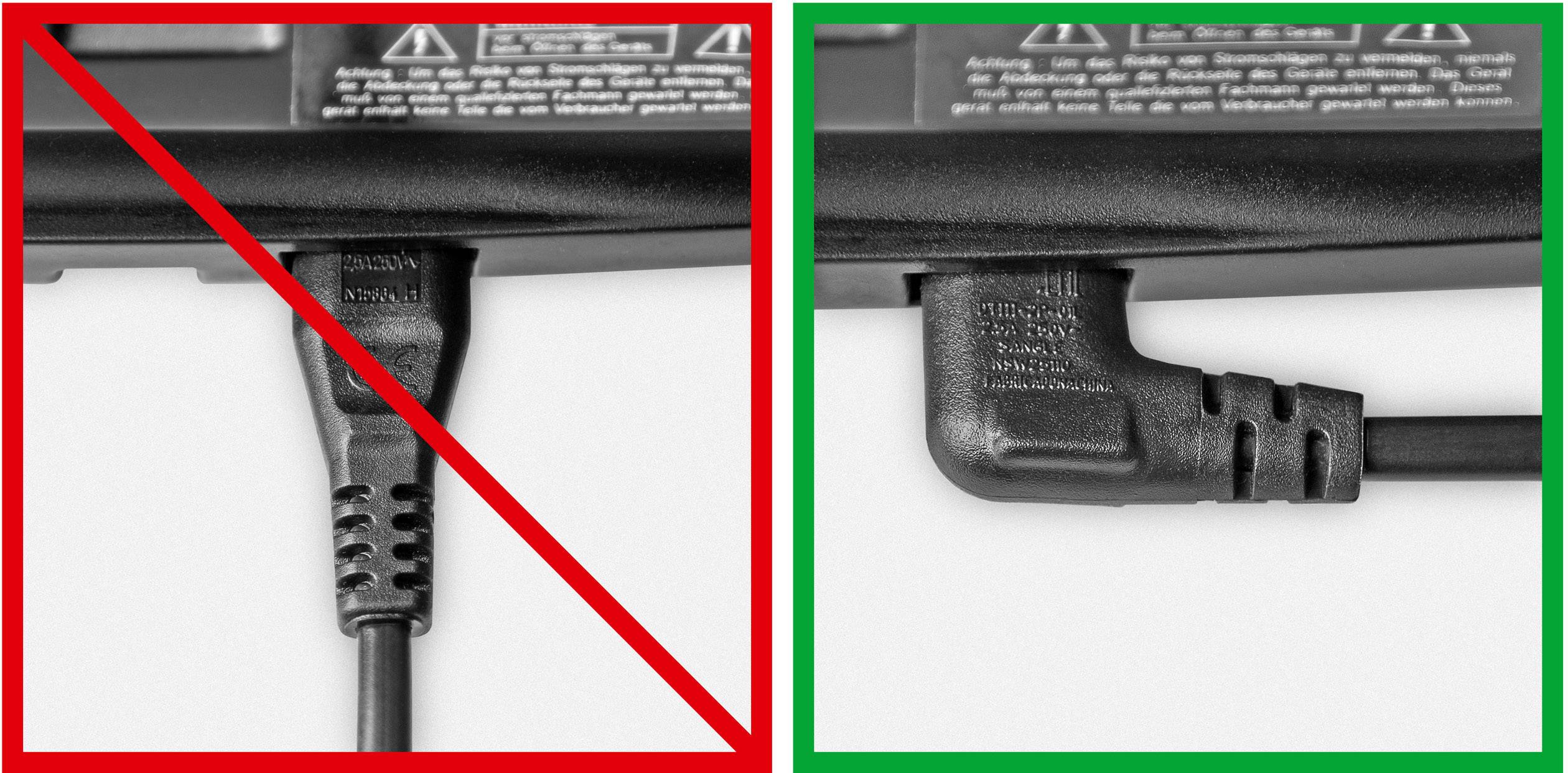 Goobay Anschlusskabel Eurostecker beidseitig abgewinkelt, 0,3 m, Schwarz Eurostecker (Typ C, CEE 7/16) > Gerätebuchse C7