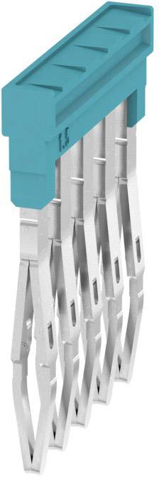 Elektronischer Steckverbinder mit sechs silbernen Kontakten und blauem Kunststoffgehäuse.