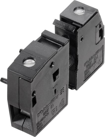 Zwei schwarze Mikroschalter nebeneinander mit sichtbaren Betätigungselementen und Befestigungslöchern, geeignet für mechanische Anwendungen.