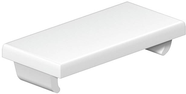 Ein weißes, rechteckiges Regal mit minimalistischen Kanten und zwei Halterungen an der Unterseite für die Wandmontage.