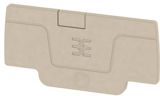 Beige, rechteckiger Plastikdeckel mit einem stilisierten Logo in der Mitte.