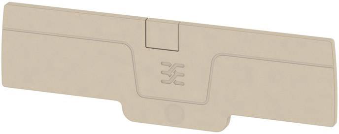 Beige Kunststoffteil mit abgerundetem Rand und zentralem Symbol; vermutlich industrieller Ersatzteil oder Komponente.