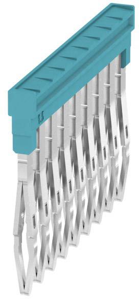 Mehradriger elektrischer Steckverbinder mit rechteckigem, blauem Gehäuse und zehn silbernen Kontakten für Leiterplattenmontage.