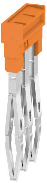 Vierpoliger orangefarbener Steckverbinder mit metallischen Kontakten, geeignet für den Einsatz in elektronischen Geräten.