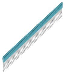 Ein blau-grauer elektrischer Steckverbinder mit zahlreichen metallischen Anschlussstiften, diagonal angeordnet.