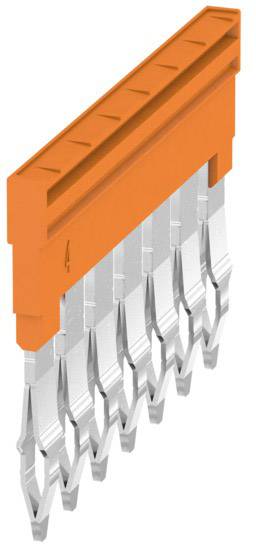 Oranger Verbinder mit mehreren Metallklemmen zur elektrischen Verbindung von Leitern.