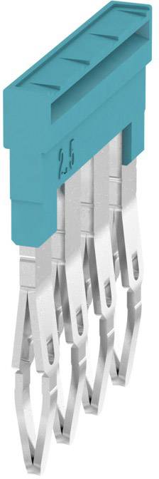 Steckverbinder mit blauen Kunststoffgehäuse und vier silbernen Anschlüssen, auf dem Gehäuse steht '2.5'.