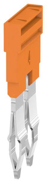 Orange Flachstecksicherung mit zwei silbernen Metallkontakten, gekennzeichnet mit der Zahl 4.