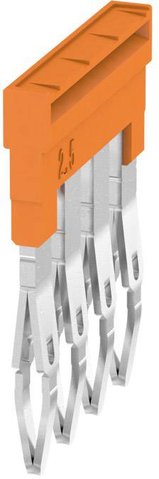 Orangener Abziehhilfegriff mit der Aufschrift '2.5', an fünf parallelen, silbernen Metallklemmen befestigt.