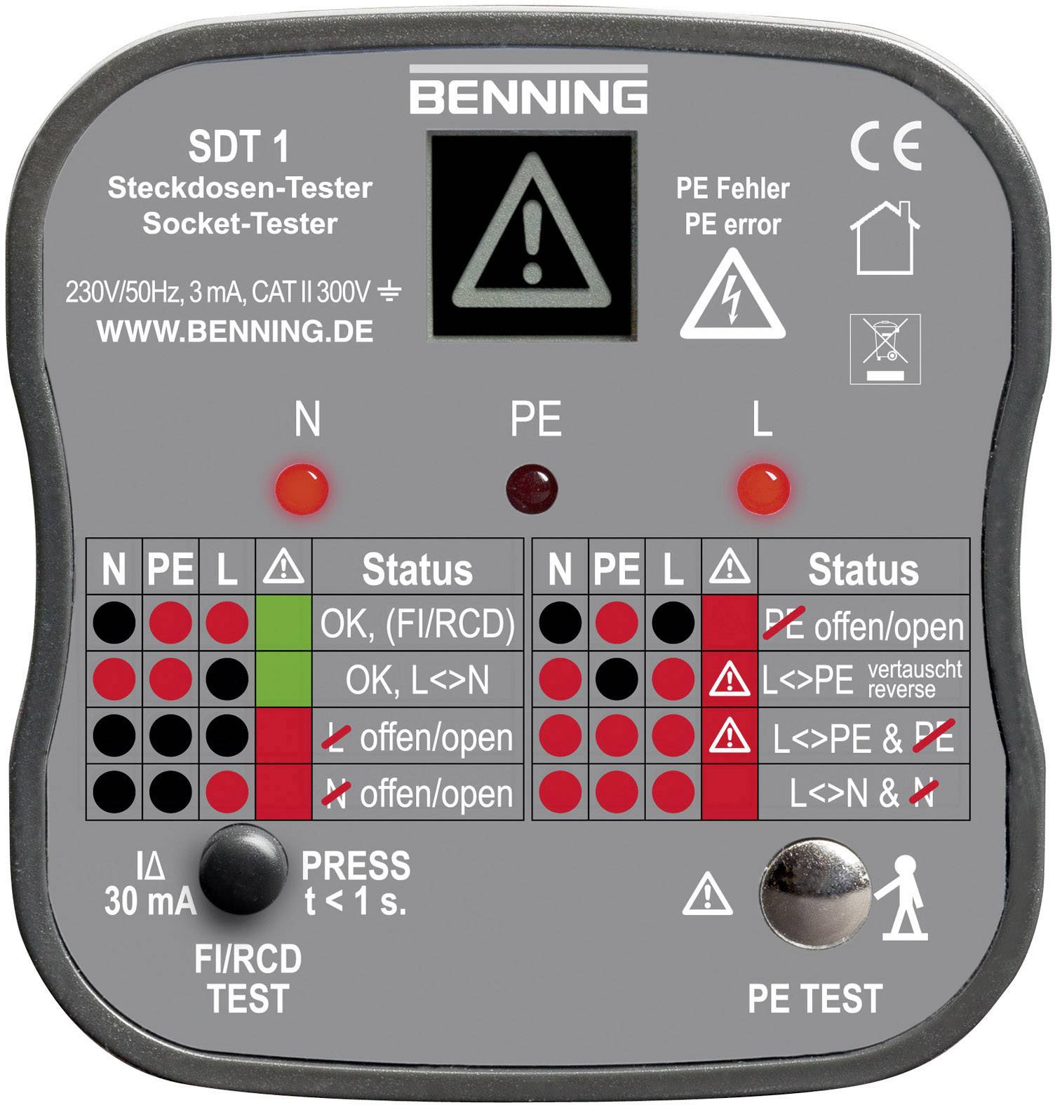 Benning MM 6-2 + SDT 1 Hand-Multimeter digital LoZ CAT III 1000 V, CAT IV 600V Anzeige (Counts): 6000